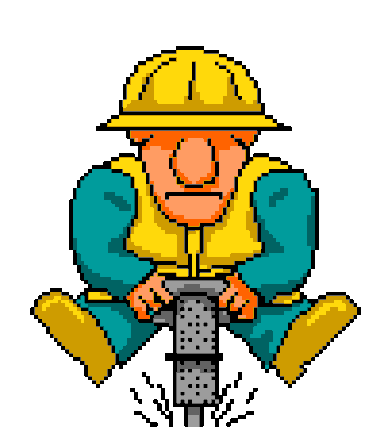 cartoon man with jackhammer